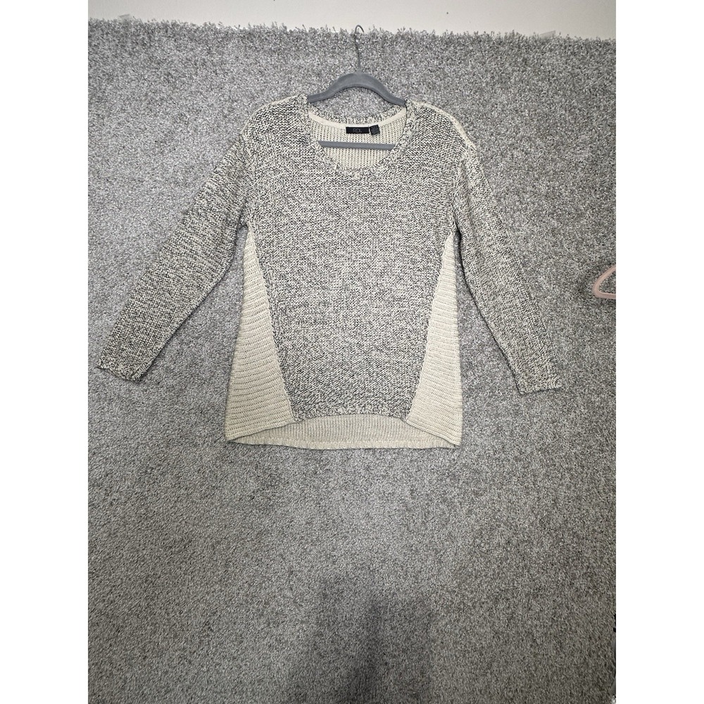RDI Beige Gray Colorblock Knit Sweater Pullover Long Sleeve Womens‎ Medium